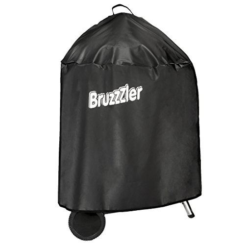 Bruzzzler Grillabdeckung Kugelgrill bis ca. Ø 58 cm, Grillabdeckhaube für Rundgrill, Grill Abdeckhauben wasserdicht, edle Grillhaube in Schwarz