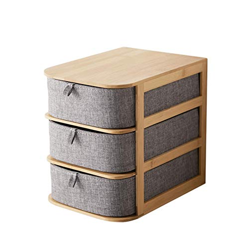 beautygoods Stoff schubladenbox aufbewahrungsbox mit schubladen, Bambus, wasserfestem Oxford Stoff, Multi-Layer-Schubladen aufbewahrungsbox, praktische Griff, fest und stabil, einfach zu nehmen.