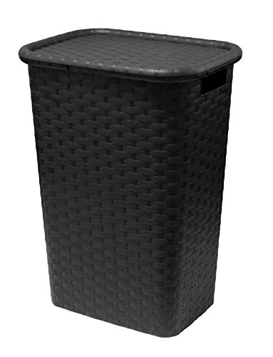 Multistore 2002 Wäschekorb Wäschebox Wäschetruhe in Flechtoptik 65 Liter 44x33x61cm Farbe Weiss oder Braun (Schwarz)
