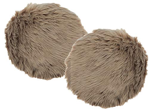Bada Bing 2er Set Deko Fell Sitzauflage Fellimitat Braun Lammfell Imitat Kunstfell Ca. Ø 34 cm Kuscheliges Stuhlkissen Super Weicher Stuhl Aufleger 37
