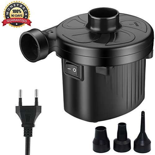 KERUITA Elektrische Pumpe Quick-Fill-Luftpumpe für Inflatables Airbed Pump-Pool-Spielzeug Schwimmerpumpe 220 V AC/DC 12V Schwarz (ACDC) (AC)