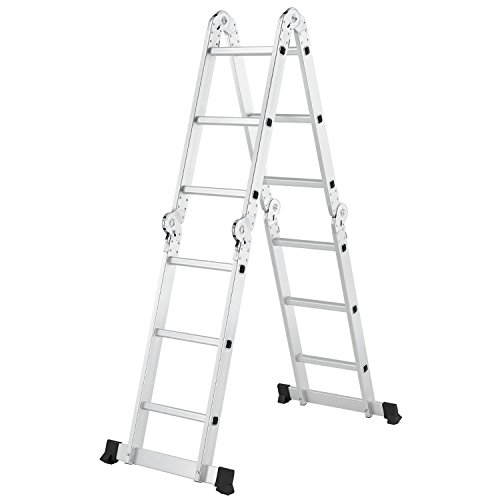 Juskys Aluminium Multifunktionsleiter 3,6m Tragfähigkeit bis 150kg