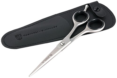 DREI SCHWERTER – Exklusive, rostfreie Haarschere für den professionellen Haarschnitt. Handgefertigte, extra scharfe 6 Zoll Friseurschere mit präzisem und perfektem Schnitt für die regelmäßige Haar Pflege. Coiffeurschere in MARKENQUALITÄT mit einseitiger Mikroverzahnung, nachstellbarer Schraube, abschraubbaren Fingerhaken, Friseur Schere im edlen Kunst Leder Etui, schwarz, inkl. Reinigungstuch (04192)