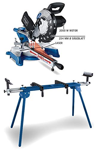 SCHEPPACH SET HM100LXU Kappsäge Gehrungssäge mit Untergestell Sägetisch UMF2000