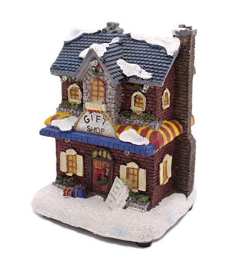 Weihnachtshaus mittelgroß - Geschenkeladen - bunt und beleuchtet - 5 LED - Lichthaus - Weihnachtsambiente - Winterszene - Nikolaushaus