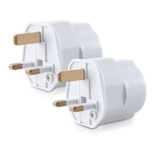 kwmobile 2X Reiseadapter Adapter Stecker für England - Reisestecker Stromadapter Schuko EU zu UK Steckdose - Travel Plug Schottland Irland in Weiß