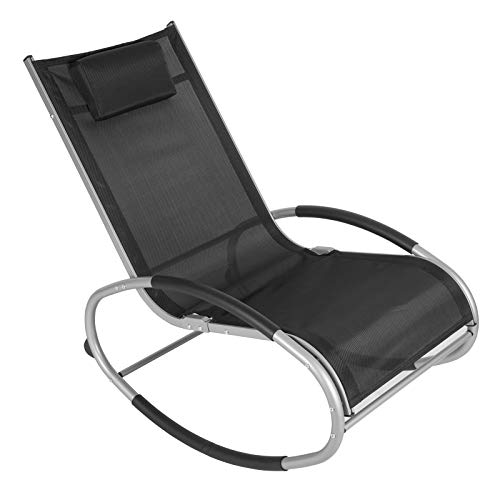 WOLTU Schwingliege Liegestuhl Sonnenliege Gartenliege Schaukelstuhl Relaxliege, bis 160 KG belastbar, atmungsaktiver Textilene Bezug, für Garten und Terrasse, Schwarz, LS003sz