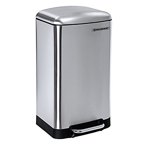 Songmics Mülleimer Abfallbehälter Abfalleimer 30 L für Küche Treteimer Edelstahl LTB01L