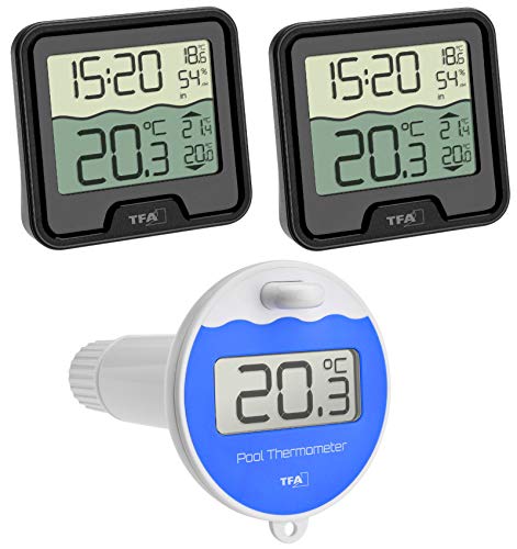 TFA Dostmann Funk-Poolthermometer Marbella Mega TFA 30.3066.01.99 mit 2 Displays