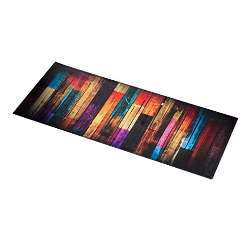 Ounona Küchenläufer, rutschfeste Fußmatte fürs Badezimmer, Badvorleger, Duschvorleger, Motiv: bunter Wald, 40 x 100 cm