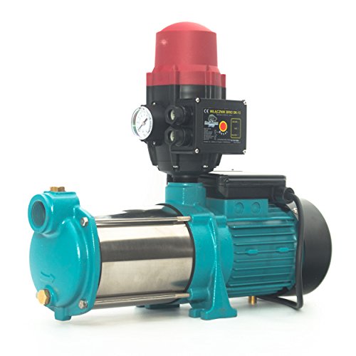 Kreiselpumpe Hauswasserwerk Gartenpumpe MHI1300 INOX 1300 Watt 6000 L/h 5,5 bar mit Schaltautomatik BRIO-SK13 inkl. Trockenlaufschutz