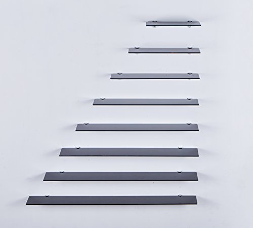 Euro Tische Glas Wandregal Schwarz - Glasregal mit 6mm ESG Sicherheitsglas - perfekt geeignet als Badablage/Glasablage für Badezimmer - Verschiedene Größen (40 cm)