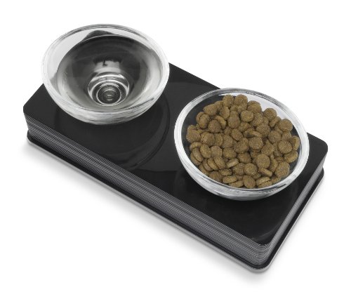 Catit Design Glass Diner- Erhöhter Glasnapf- schwarz glänzend