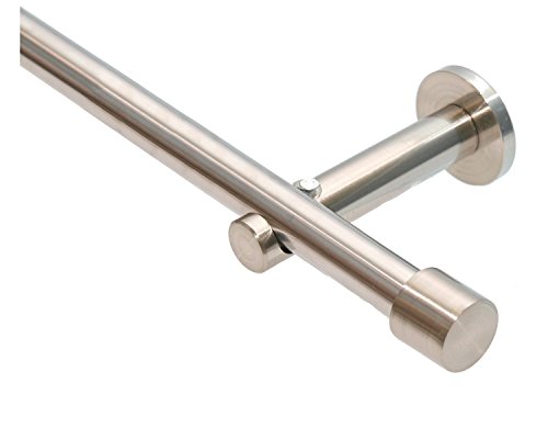Garduna Gardinenstange Ø 16mm 'Cap', 1-lauf, edelstahl-optik (ohne Ringe) (100cm)