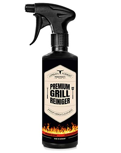 Grillreiniger Spezialreiniger zur Grill Reinigung nach dem Grillen | Profi-Reiniger zum Grill reinigen | Grillrost Reiniger & Aktiv-Reiniger | PREMIUM GRILL REINIGER - URBAN FOREST (500ml Reiniger)
