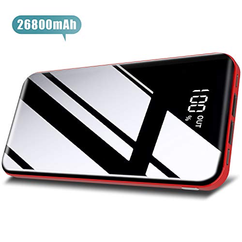 Todamay Powerbank 26800mAh Externes Ladegerät Mit LCD Digital Display Ultra Kompakter Batterie Pack 3 Eingängen 2 Ausgängen USB Externer Akku für Handy, Tablet und Mehr USB-Gerät
