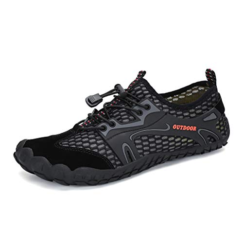 Dannto Herren Wanderschuhe Trekkingschuhe Wasserdichte Anti-Rutsch Super Atmung Wanderstiefel Sportlich Bequem Sommer LeichtOutdoor Fitnessschuhe Hiking Sneaker Barfußschuhe für Damen (Schwarz-43
