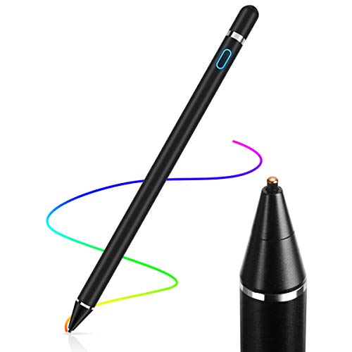 AICase Aktiver Stylus,Tablet Stift Eingabestift Touchstift,1,45-mm-Spitze, Universal Touchscreen-Eingabestift mit integr. Akku, Passend für Smartphones, Tablets, Apple iPhone/iPad,Schwarz