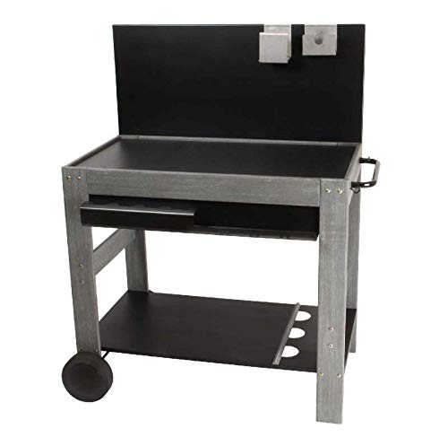 VERYCOOK Servier- & Grillwagen mit Rückwand aus Holz & Metall