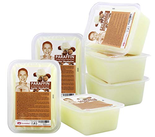 Kosmetex Paraffin-wachs Karité Sheabutter, Paraffinbad Wachs mit niedrigeren Schmelzpunkt, 6x 500ml