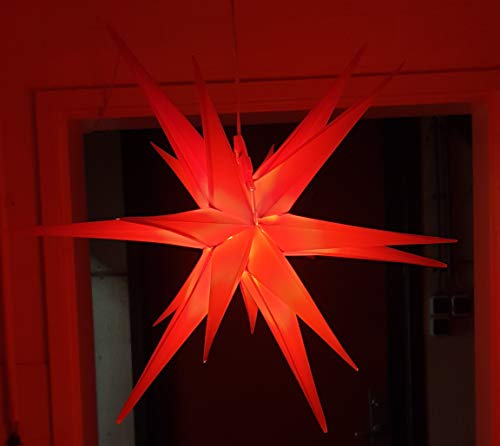 Led Weihnachtsstern Rot, Adventsstern, für Außen, Kunststoff 55cm Mit led lamp 3W Stern 3D Außenstern Fensterstern Deko