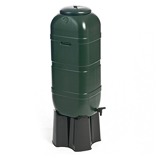 Regentonne, Wassertonne 100 Liter in Grün mit Stand, Füllautomat und Wasserhahn. Optimal u.a. für Balkone und Gartenlauben! Topp!