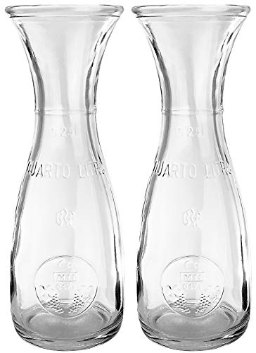 Bormioli Rocco - Weinkaraffe Dekanter Glas 2-teiliges Set - 250ml - mit Eichstrich - Saftkrug Wasserkaraffe Glaskaraffe Wein krug Wasser Saftkrug - hochwertige Qualität - 19 cm