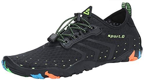 SAGUARO Badeschuhe Herren Damen Wasserschuhe Strandschuhe Wasserdicht Schnell Trocknend Slip On Breathable Aquaschuhe Schwimmschuhe Surfschuhe mit Fester Dicker Sohle(Schwarz,42 EU)