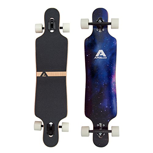 Apollo Longboard Nebula Special Edition Complete board with high-speed ABEC bearings incl. skate t-tool, drop through freeride skate cruiser boards