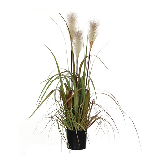 Mica decorations 930590 Federgras Foxtail Weiss in Topf - h81xd45cm Kunstpflanze, PVC, Weiß, 45 x 45 x 81 cm