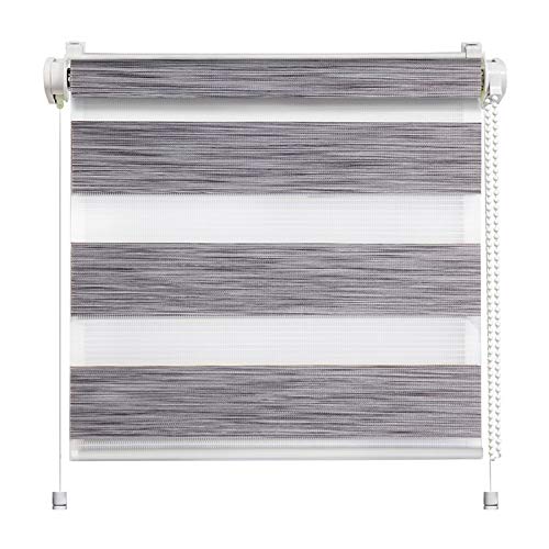 TODAMI  Duo-Rollo Doppelrollo  zum Klemmen, Bohren oder Kleben zur Auswahl  Seitenführung optional  [BxH: 100 x 150cm - Stoffbreite: 96cm]  Farbe: Stone