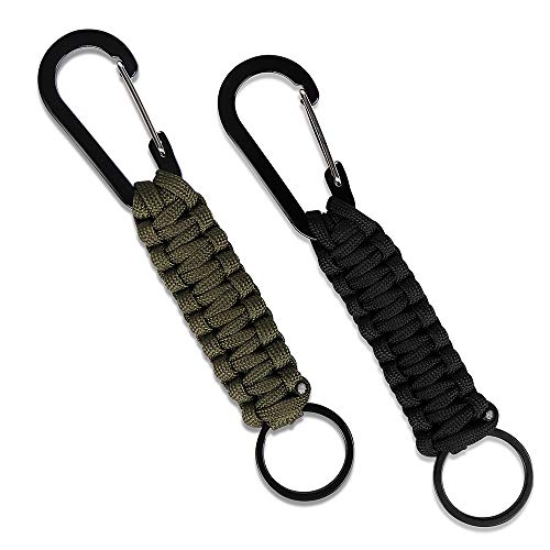 Nasharia 2 Stück Schlüsselanhänger, Outdoor Paracord Schlüsselanhänger mit Karabinerhaken Schlüsselbänder für für Wandern, Outdoor, Camping und als Gadget Zum Überleben