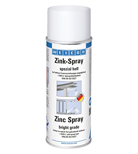 WEICON Zinkspray Spezial Hell / 400 ml / * TÜV geprüft * / Der Rostschutz aus Zink ist hitzebeständig und eignet sich als Grundierung für Metall / Schnelltrocknend / Hell Grau / Feuerverzinkung