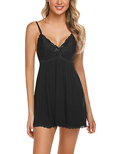 ADOME Negligee Sexy BH Babydoll Nachtwäsche Sleepwear Nachthemd für Damen Spitze Nachtkleid Dessous mit Spitzendetail