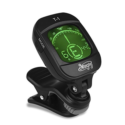 Mugig Clip-on Stimmgerät / Tuner für Gitarre, Ukulele, Bass, Geige, CE FCC Zertifiziert, Rohs-konform, Chromatisches Stimmgerät mit Batterie, Automatisch Ausgeschaltet
