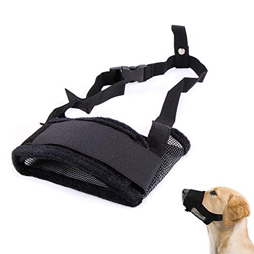 Galaxer Verstellbare Maulkorb für Hunde Maulkorb für Schwere Lasten mit Flanellschutz Weiches und Flexibles Nylonmaterial mit Extra Weicher Polsterung zum Laufen und Training