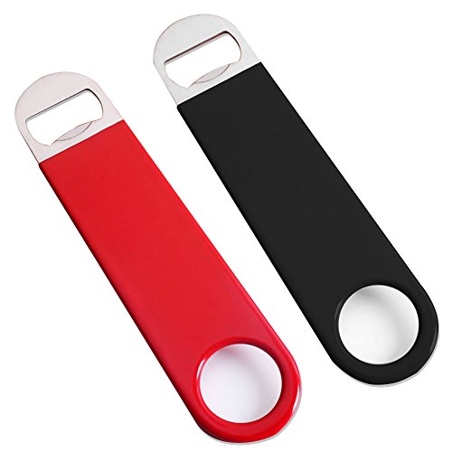 G2PLUS 2Stk. Flaschenöffner Kapselheber Flaschen Edelstahl Stabmesser 18 cm in der Länge mit Einem Beschichtet Griff (Schwarz und Rot)