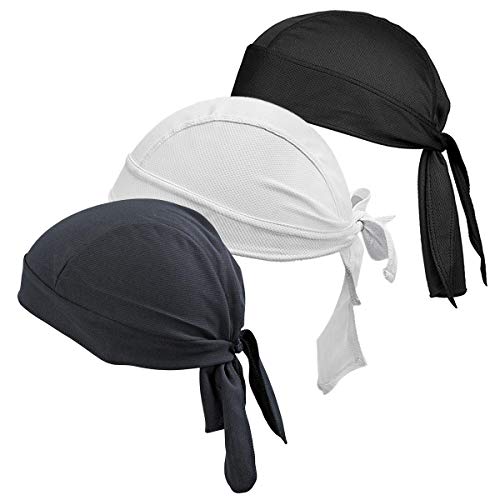 HASAGEI Sports Bandana Cap Schwarz Rot Weiß Herrem Damen Biker Bandanas Kopftuch Hat (3pack)