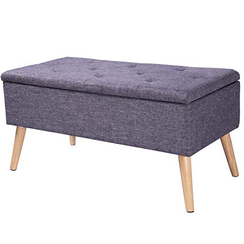 WOLTU Sitzbank Sitztruhen Aufbewahrungsbox, Polsterbank aus Leinen Truhe, Truhenbank Polsterbank, 79,5x39,5x40CM(BxTxH), Hellgrau, SH28hgr