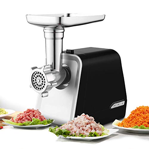 Edelstahl-Fleischwolf Elektrische Fleischwolf Wurstfüller mit 3 Schleifplatten, Klinge und Kubbe-Befestigung ETL genehmigt max. 2000 W (L 1)