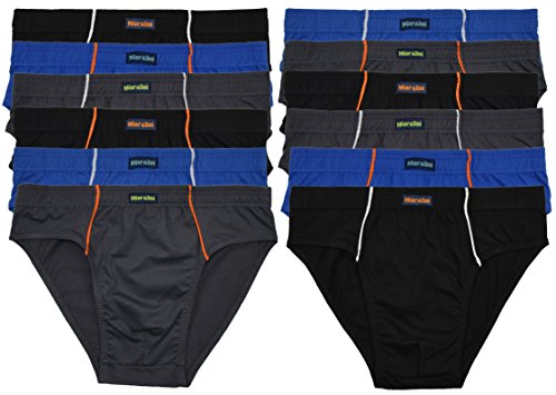 MioRalini 12 Herren Sport - Slips in Farbkombinationen ohne Eingriff 100% Baumwolle 12er Spar Pack Slip Herren Slip Jungen Mann, Mehrfarbig (12 x Farbset 01), Gr. L-6