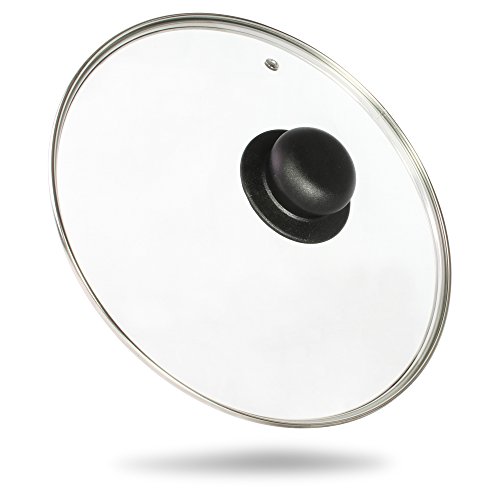 Kerafactum Topf Pfannen Deckel Topfdeckel Glasdeckel mit Kunststoffgriff, Edelstahlring und Entlüftungsloch in Verschiedenen Größen (30)