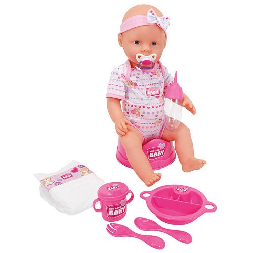 Simba 105039005 - New Born Baby, Funktions-Baby-Puppe (trinkt/näßt), inklusive Zubehör, 43 cm