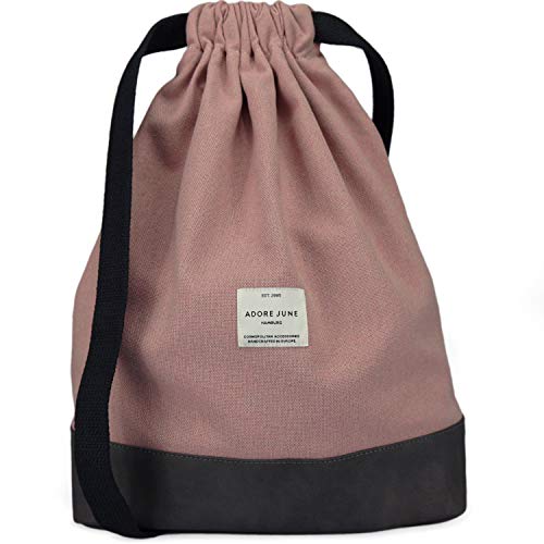 Adore June Daypack Bob Moderner Rucksack Turnbeutel Gymsack für Sport, Reisen und City, Gefütterter Damen & Herren Sportbeutel mit Innentasche und Reißverschluß-Sicherheitstasche Rosa