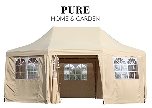 Luxus Pavillon 'Celebration', UV-Schutz 50 PLUS, inkl. aller Seitenteile, 550 x 400 cm, Dachhöhe verstellbar, Pure Home & Garden