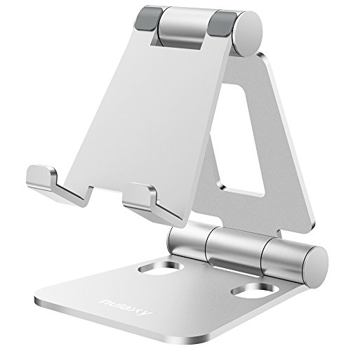 NULAXY Verstellbare Handy Ständer, Tablet Ständer : Tisch Handy Halterung für Phone Xs Max, Xs, XR, X, 8, 7, 6 Plus, Pad Air 2 3 4, Mini 2 3 4 und 4-8 Zoll Device (Silber)