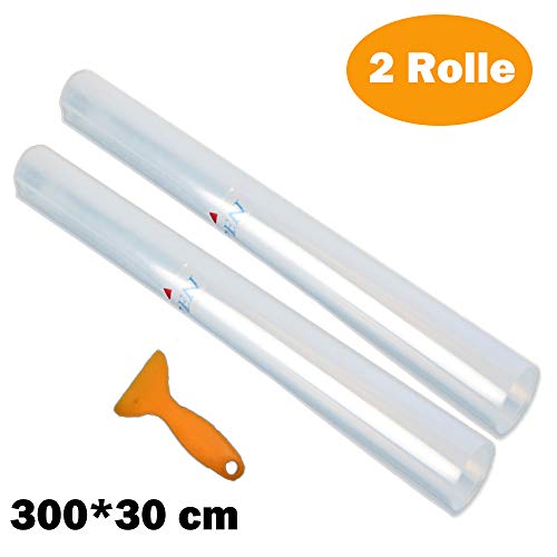 Winiron 2 Rollen Lackschutzfolie Transparent 300 x 30cm Steinschlagschutzfolie Selbstklebend Schutzfolie Universal Lackschutzfolie für Steinschlagschutz, Ladekantenschutz, Rahmenschutz