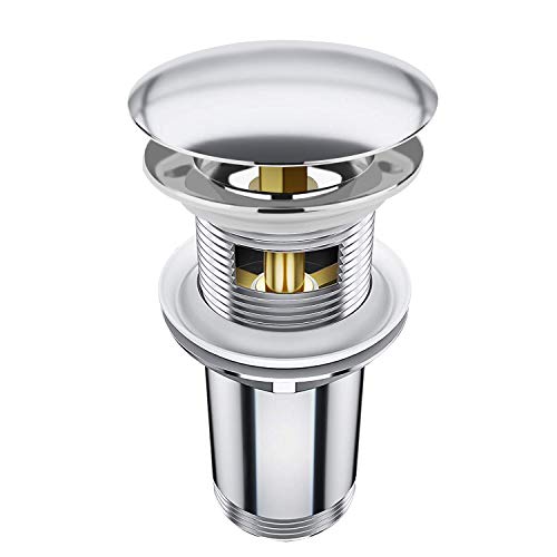 Linkax Universal Ablaufgarnitur mit Überlauf Pop Up Ventil Ablaufventil für Waschbecken/Waschtisch Abflussgarnitur Werkzeugloser Einbau