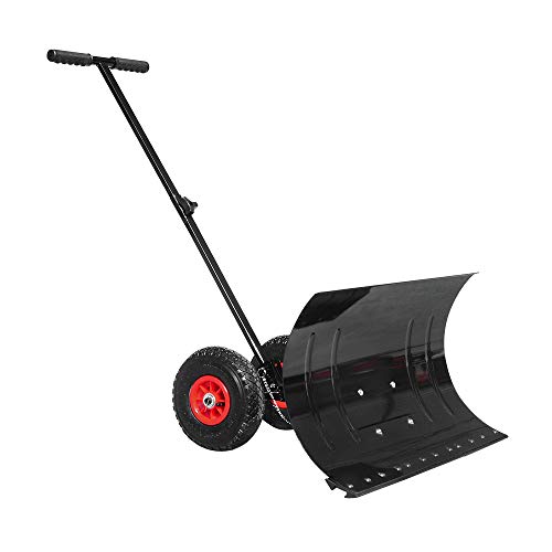 HENGMEI Schneeschieber höhenverstellbar Schneeräumer Schneeschaufel Schneeschild mit Rädern