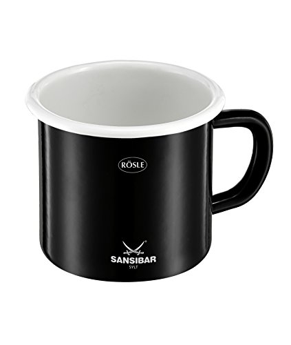 Rösle 43477 BBQ Tasse Sansibar emailliert, 2-teilig, schwarz / weiß, 12 x 9,5 x 8 cm